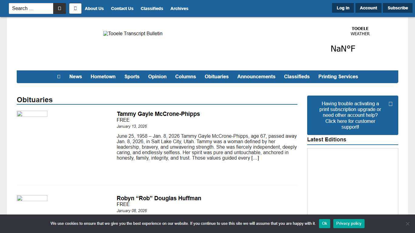 Obituaries - Tooele Transcript Bulletin